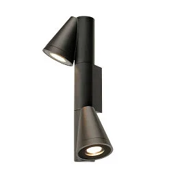 Udendørs wall luminaire T-TUBE DOUBLE GU10 IP65, sort, lakeret dæmpbar