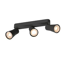 Væg- og Loftlampe PURI 2.0 - CONE 3-flammer, lang GU10 IP20, sort dæmpbar