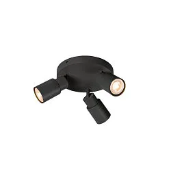Væg- og Loftlampe PURI 2.0 - TUBE 3-flammer, rund GU10 IP20, sort dæmpbar
