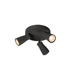 Væg- og Loftlampe PURI 2.0 - DOME 3-flammer, rund GU10 IP20, sort dæmpbar
