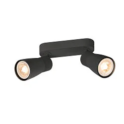 Væg- og Loftlampe PURI 2.0 - DOME 2-flammer, lang GU10 IP20, sort dæmpbar