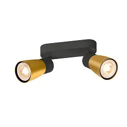 Væg- og Loftlampe PURI 2.0 - DOME 2-flammer, lang GU10 IP20, guld, sort dæmpbar