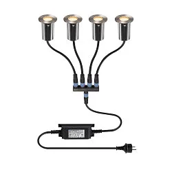 floor recessed luminaire TRAIL-LITE® 60 round, incl. LED driver, set of 4 IP67, aluminium, stainless steel