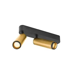 Loftlampe GRIP!M DOUBLE IP20, guld, sort, lakeret dæmpbar