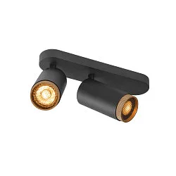 Loftlampe GRIP! L SPOT CL DOUBLE cylindrisk GU10 IP20, guld, sort, lakeret dæmpbar