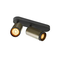 Loftlampe GRIP! L SPOT CL DOUBLE cylindrisk GU10 IP20, bronze, sort, lakeret dæmpbar