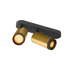 Loftlampe GRIP! L SPOT CL DOUBLE cylindrisk GU10 IP20, guld, sort, lakeret dæmpbar
