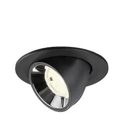 Indbygget spotlys NUMINOS® GIMBLE S svingbar, egnet til VDU-arbejdsstationer IP20, chrom, sort dæmpbar