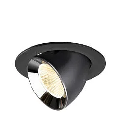 Indbygget spotlys NUMINOS® GIMBLE L svingbar, egnet til VDU-arbejdsstationer IP20, chrom, sort dæmpbar