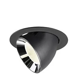 Indbygget spotlys NUMINOS® GIMBLE XL svingbar, egnet til VDU-arbejdsstationer IP20, chrom, sort dæmpbar