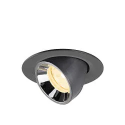 recessed spotlight NUMINOS® GIMBLE XS swivelling, suitable for VDU workstation IP20, chrome, black dimmable