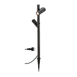 Jordspydslampe HELIA SLIM POLE DOUBLE med stik IP65, sort