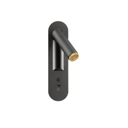 Vægindbygningslampe GRIP! S WL DIM USB-C med afbryder, justerbar, med USB-opladningsfunktion IP20, guld, sort dæmpbar