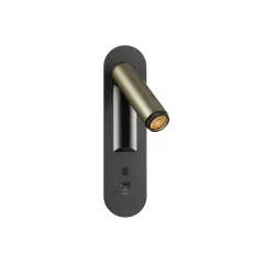 Vægindbygningslampe GRIP! S WL DIM USB-C med afbryder, justerbar, med USB-opladningsfunktion IP20, bronze, sort dæmpbar