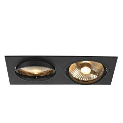 Indbygningsspot NEW TRIA ES111 2 SQUARE, 2xGU10, 230V, inkl. Clip fjedre, sort