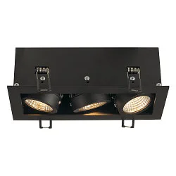 LED Indbygningsspot KADUX Triple, 3x6,2W, COB LED, 3000K, 38°, inkl. netdel, Clip fjedre, sort