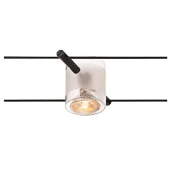 COMET, Wirelampe til TENSEO 12 Volt wiresystem, QR-C51, delvist satineret glas, sort