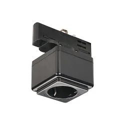Power socket with Adpater for 3 Phase Tracks, black