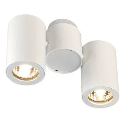 Væglampe / Loftlampe ENOLA_B DOUBLE, 2x GU10 QPAR51 maks. 50W, roterbar + drejelig, aluminium, hvid