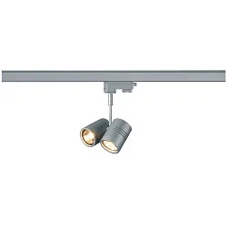 Spot BIMA 2, GU10, 2x50W max., inkl. 3-Faset-Adapter, 3-Faset-strømskinne-spot alu-grå
