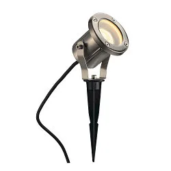 Udendørslampe NAUTILUS SPIKE QPAR51, IP55 IK04, GU10,  swiveling, rustfrit stål 316