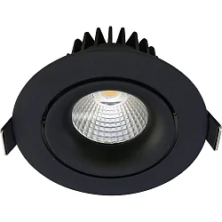 Indbygningslampe VELIA TILT rund IP44, sort mat dæmpbar 11W 740lm 3000K