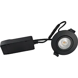 recessed luminaire LOW PROFILE round IP54, black matt dimmable 6W 470lm 3000K