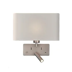 Væglampe ROMEO 16/3971 med afbryder, med USB tilslutning, justerbar E27 IP20, nikkel mat