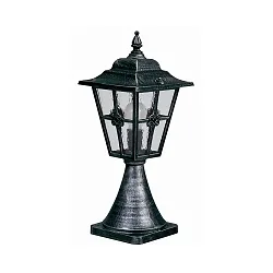 Sokkellampe Landstil Krydsbøjle Type nr. 0532, højde 55cm, IP23, E27, Støbt aluminium / Katedralglas klar, sort