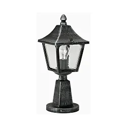 Sokkellampe Landstil firkantet Type nr. 0540, højde 45cm, IP44, E27, Støbt aluminium / Hult glas klar, sort