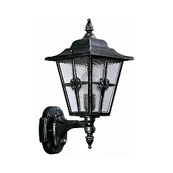 Outdoor Wall luminaire Country style Cross brace Type No. 1804, with wall bracket, IP23, E27, cast alu cathedral glass, black