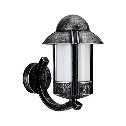 Udendørs Væglampe Landstil Natvagt Type nr. 1840, stående med beslag, IP44, E27 QA55, Støbt aluminium / Opal, sort