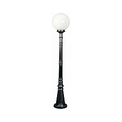 Gulvlampe Type nr. 2014 med Kugle skærm Ø 25cm, IP44, højde 134cm, E27 QA55 maks. 57W, Støbt aluminium / Opalglas