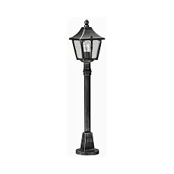 Gulvlampe Landstil firkantet Type nr. 4128, højde 85cm, IP44, E27, Støbt aluminium / Hult glas klar, sort