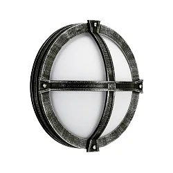 Udendørs Væg- og Loftlampe Type nr. 6230, rund, Ø 28cm, IP44, E27 QA55 maks. 57W, Støbt aluminium / Akrylglas opal