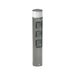 Udendørs Sokkelkolonne Type nr. 2202, LED + 3 Schuko stikkontakter, IP44, 10W 3000K 900lm, uden Skiftefunktion, antracit