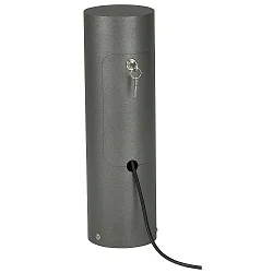 Udendørs Sokkelkolonne låsbar Type nr. 4410, IP54, 2 Schuko stikkontakter + kabeludgang, uden Skiftefunktion, antracit