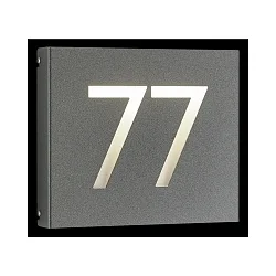 Belyst husnummer TYPE NO 6004 1-cifret, 2-cifret IP44, antracit, opal dæmpbar