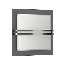 Udendørs Væglampe Type nr. 6250, IP44, buet med dekorativt panel, 26 x 26cm, E27 QA55 57W, rustfrit stål, antracit, gas