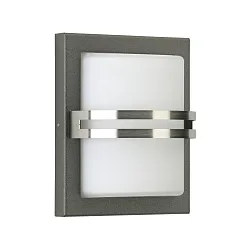 Udendørs Væglampe Type nr. 6260, IP44, buet med dekorativt panel, 16.5 x 20.5cm, E27 QA55 57W, rustfrit stål, antracit