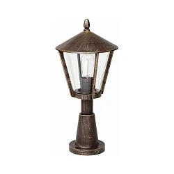 Sokkellampe Landstil moderne Type nr. 0529, IP44, 56.5cm, E27 QA55 maks. 57W, Støbt alu / Akrylglas klar, brun-messing matt