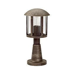 Sokkellampe Landstil Vintage Type nr. 0542, IP44, 60cm, E27 QA55 maks. 57W, Støbt alu / Akrylglas klar, brun-messing