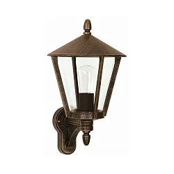 Udendørs Væglampe Landstil moderne Type nr. 1814, stående med beslag, IP44, E27 QA55 maks. 57W, Støbt aluminium / klar, brun