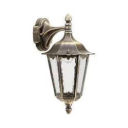 Udendørs Væglampe Landstil Type nr. 1819, hængende med vægbeslag, IP23, E27 QA55 57W, Støbt alu / Katedralglas