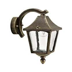 Outdoor Wall luminaire Country style square Type No. 1821, hanging with wall bracket, E27, cast alu, glass, brown brass matt