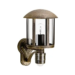 Udendørs Væglampe Landstil Vintage Type nr. 1834 med bevægelsesdetektor (Type nr. 1836), E27, Støbt alu, brun-messing matt
