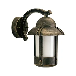 Udendørs Væglampe Landstil Natvagt Type nr. 1841, hængende med beslag, IP44, E27 QA55 57W, Støbt alu / Opal, brun-messing