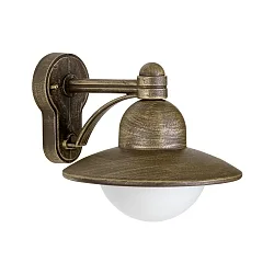 Udendørs Væglampe Landstil Hatform rund Type nr. 1850, IP44, E27 QA55 maks. 57W, Støbt aluminium / Opalglas, brun-messing