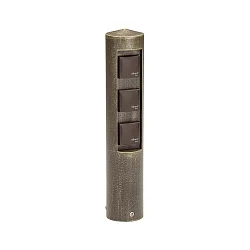 Udendørs Sokkelkolonne Type nr. 2102, 3-vejs, IP44, uden Skiftefunktion, Støbt aluminium, brun-messing