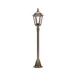 Gulvlampe Landstil Type nr. 4142, højde 115cm, E27 QA55 maks.57W, Støbt aluminium / Katedralglas, brun-messing